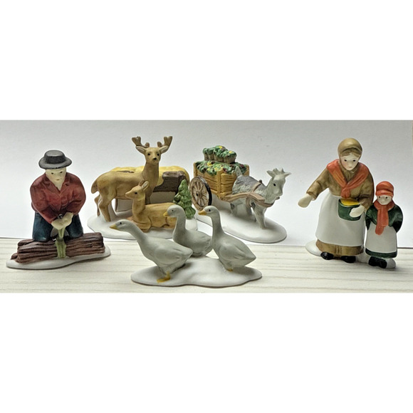 Vintage Lot of 5 Department 56 Heritage Village Farm People and Animals No Box - Picture 1 of 12